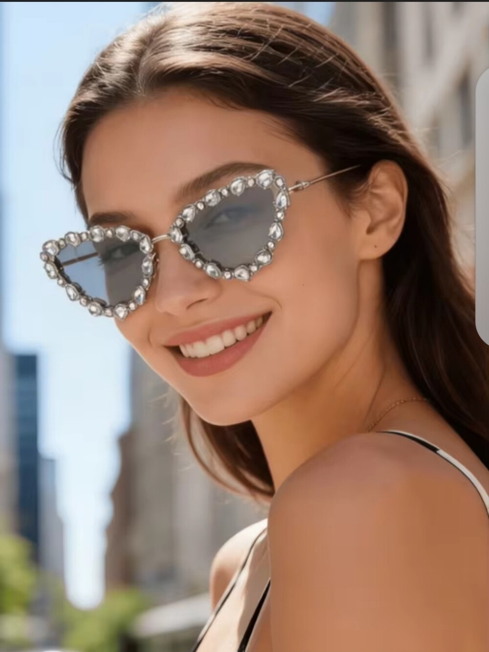 Silver Crystal-Trim Heart Sunglasses - Women